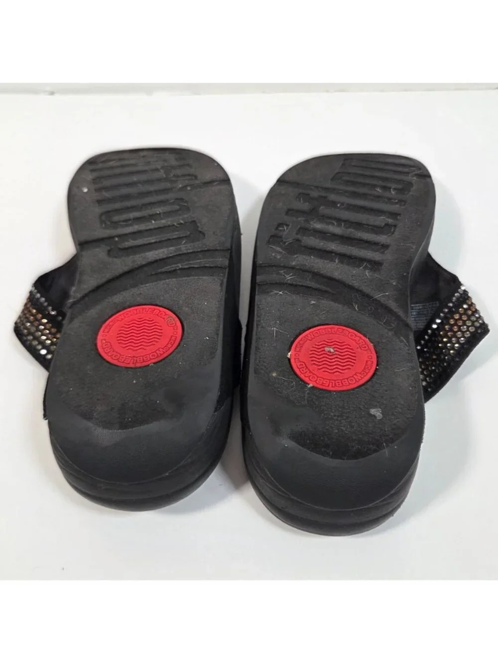 FitFlop Strobe Luxe Black Rhinestone Sandals Minimalist Glam Resort Size 11